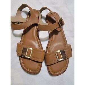 Rockport Total Motion Leather Flat Sandal‎ Zadie Buckle Brown Size 9